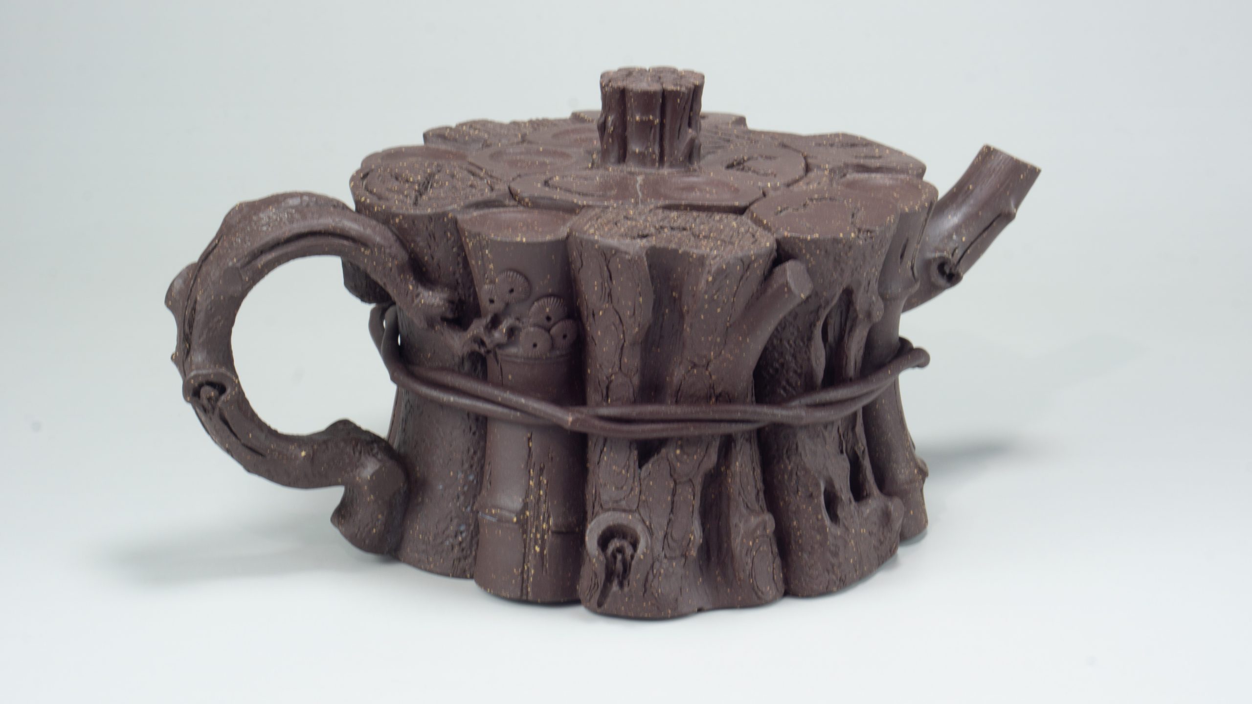 紫砂名人堂 宜興紫砂壺名家 徐漢棠作品_束柴三友_紫泥